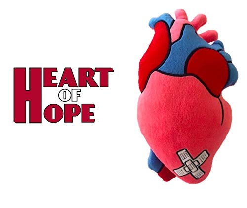 Gift tag detail on Heart of Hope Zymise heart pillow adds a personal touch.