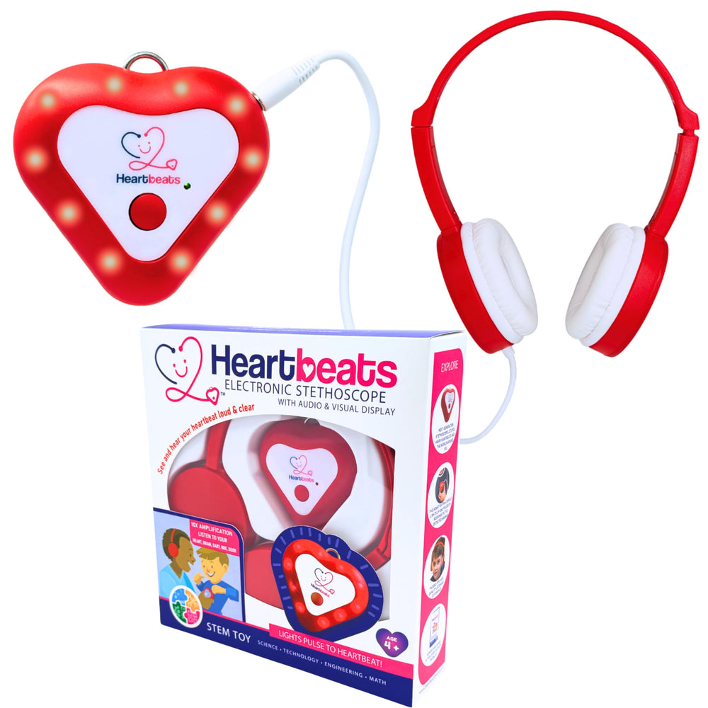 Heartbeats electronic stethoscope toy with LED display shows heartbeat visuals for curious learners at home or class