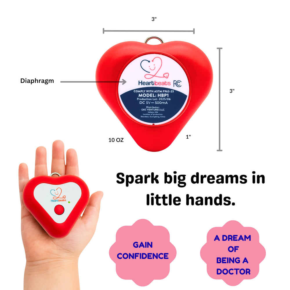 Heartbeats stethoscope toy features soft headphones for comfortable play sessions
