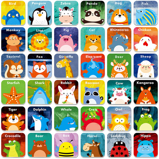 Hebayy animals matching game cards laid out to promote pattern recognition