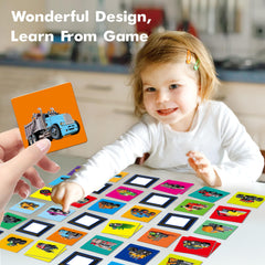 Hebayy truck matching game pattern card showcases vibrant colors for engagement
