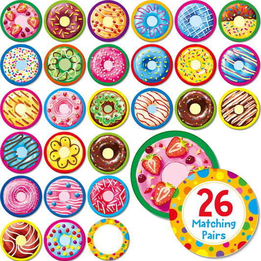 Hebayy donut matching game tiles front view with colorful patterns for memory play