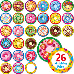 Hebayy donut matching game tiles front view with colorful patterns for memory play