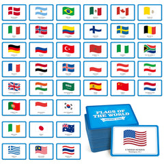 Hebayy Flags World 80cards set front view; vibrant flag designs spark geography curiosity.