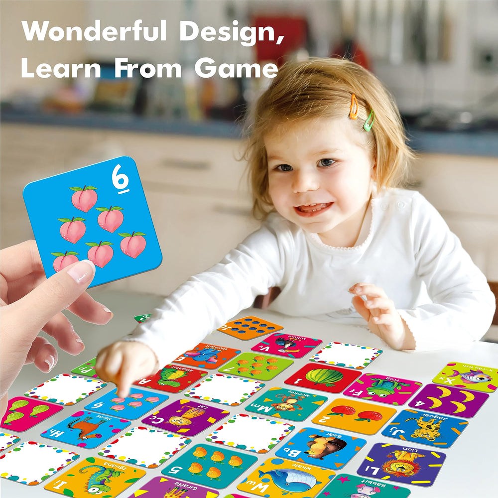 Hebayy memory game animals and fruits cards in vibrant colors