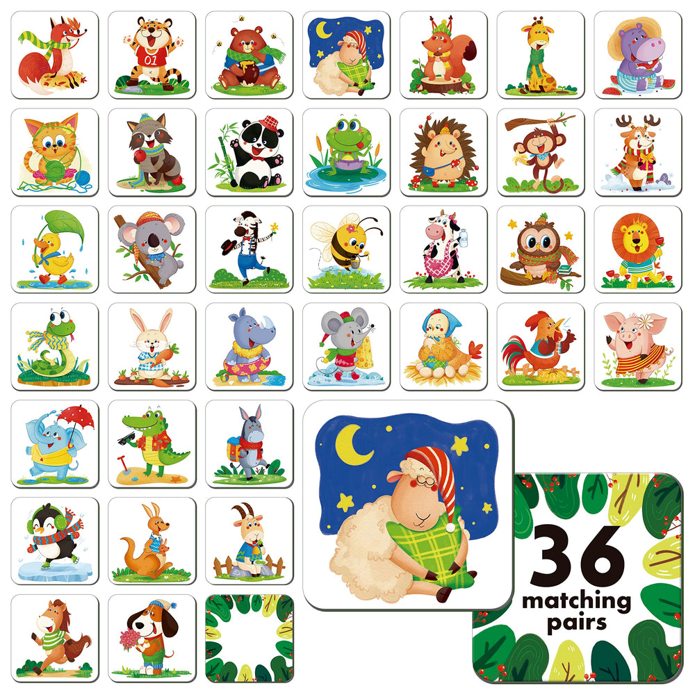 Hebayy memory matching game 72 cards, pattern side, to boost early memory through playful matching.