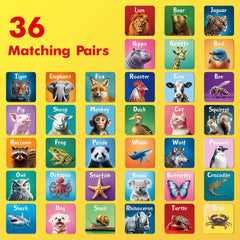 Hebayy 72 pcs memory card set with vibrant patterns and blank sides for creative play.