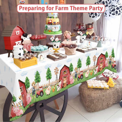 Heboland barnyard tablecloth close-up showing durable waterproof material