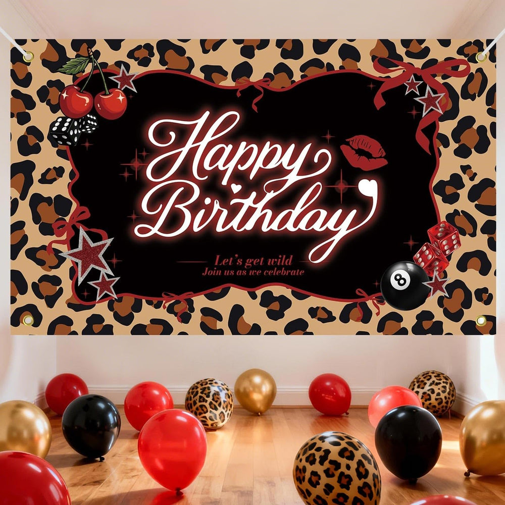 Heboland matching cherry cheetah decor elevates dessert tables.