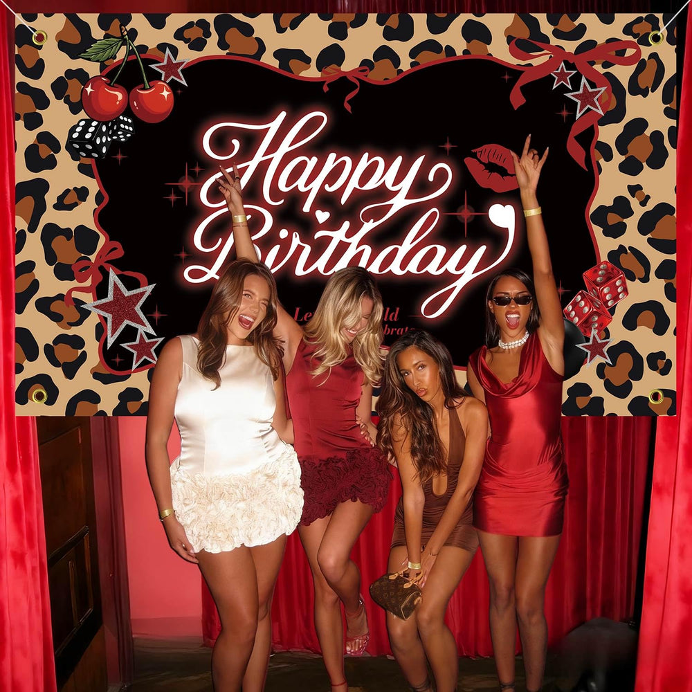 Heboland red cheetah backdrop 3x5ft for bold party photos.