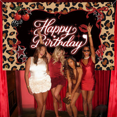 Heboland red cheetah backdrop 3x5ft for bold party photos.