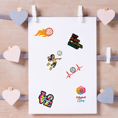 Hebraeos volleyball stickers vibrant colors stay fade-resistant on outdoor items.