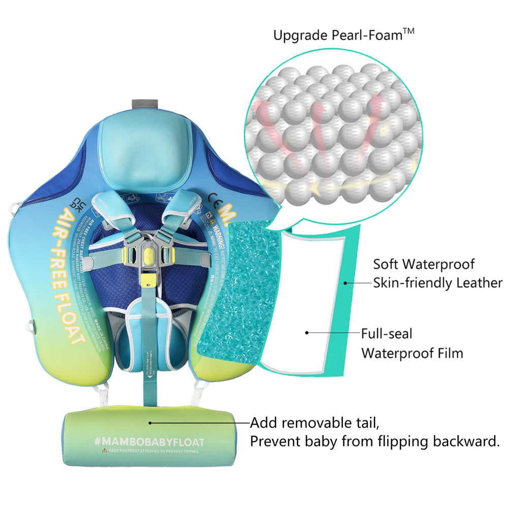 HECCEI Mambobaby Float canopy shields sun with UPF50+ coating.