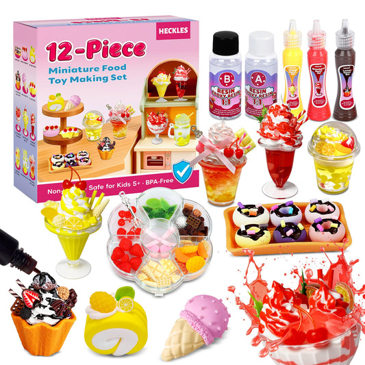 HECKLES 12-piece miniature food set unboxβcolorful pretend food for creative play