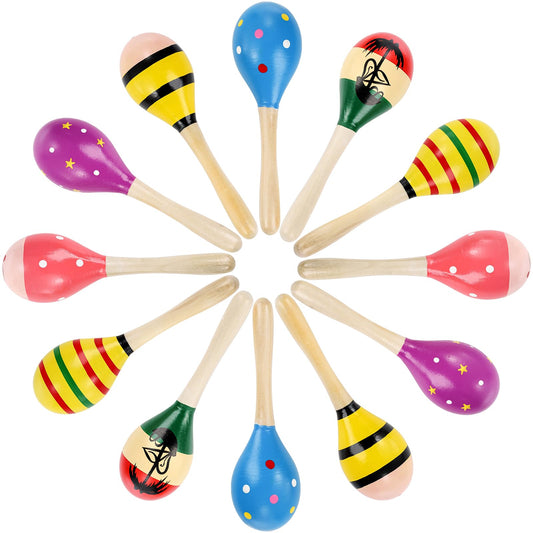 Hedume 12-pack wooden maracas 8-inch ready for festival fun and easy carry.