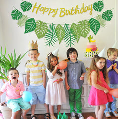 Hegbolke Hawaiian banner green palm leaves bring tropical flair to celebrations.