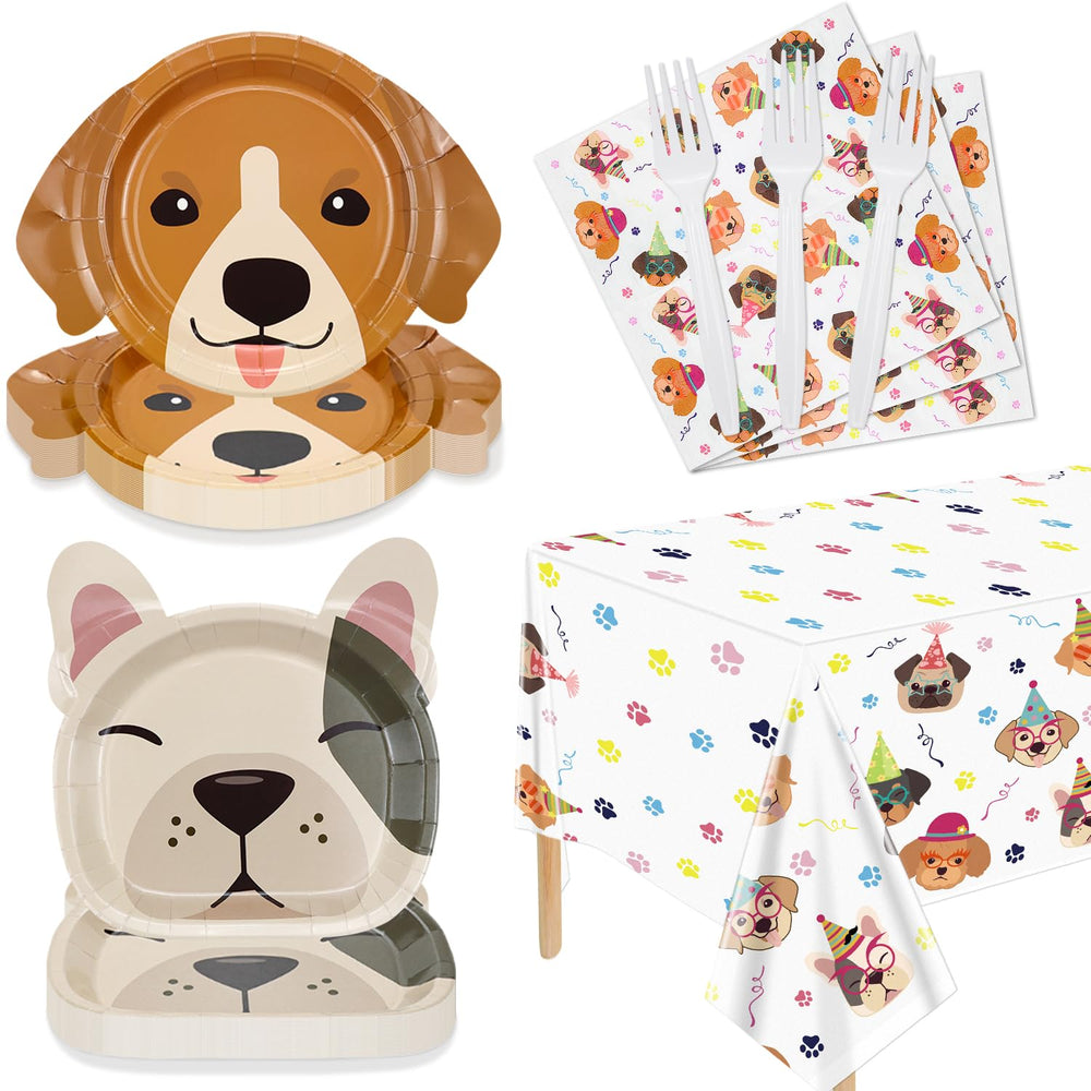 Hegbolke puppy party dinner plates with paw-patterned design for a joyful table