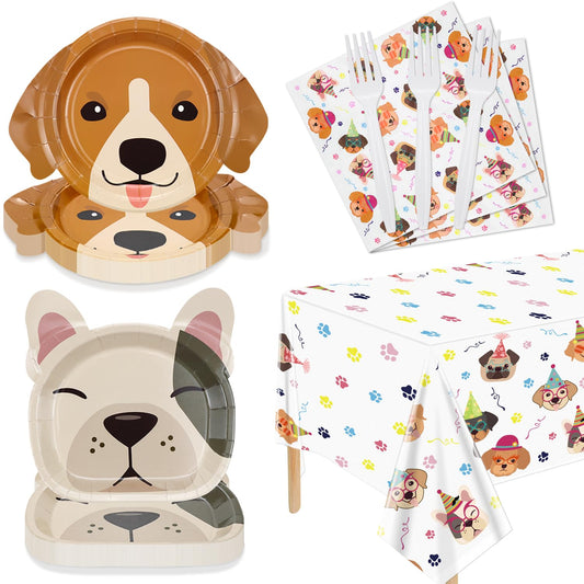 Hegbolke puppy party dinner plates with paw-patterned design for a joyful table