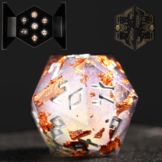 HEIMDALLR liquid core dice set with swirling core enhances dramatic rolls on table
