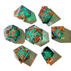 HEIMDALLR sharp-edge resin dice in astral colors enhance on-table readability