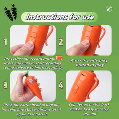 Hekisace carrot recorder pen with included batteries for immediate use.
