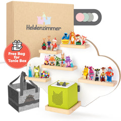 Heldenzimmer Cloud Tonie Shelf with magnet hold secures Tonie figures.