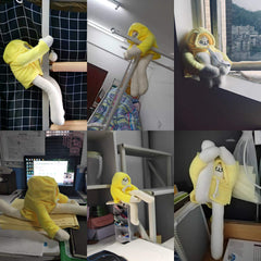 Helegesong banana man doll in a playful pose for photos and storytelling