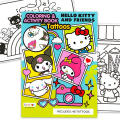 Hello Kitty coloring book cover with tattoos, perfect gift for fans and creative play.