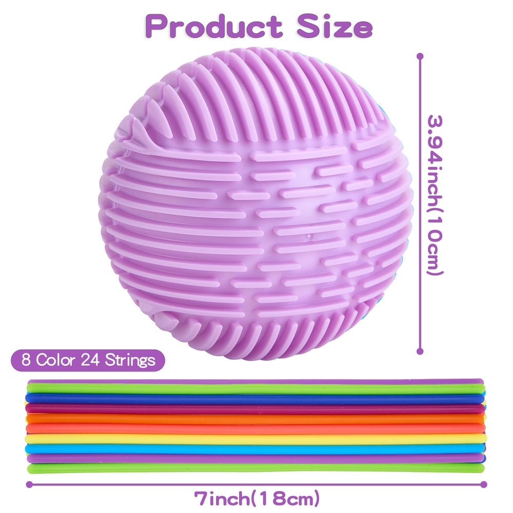HELLO PAPAYA sphere grooves with twisting textures for exploring.