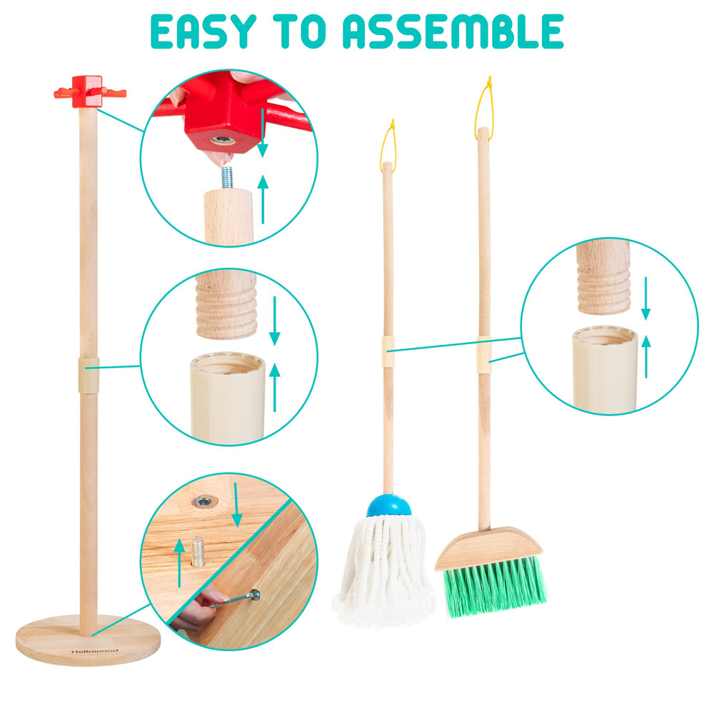 HELLOWOOD organizing stand; sturdy wooden rack keeps toys neatly stored