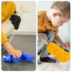 HELLOWOOD Kids Cleaning Set organizing stand: keeps pretend tools neatly arranged for easy cleanup