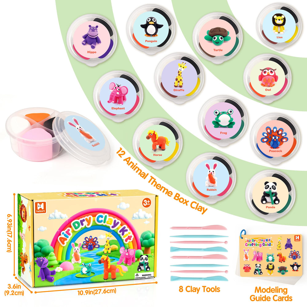 Helsort Air Dry Clay Kit tutorial cards guiding step-by-step sculpting