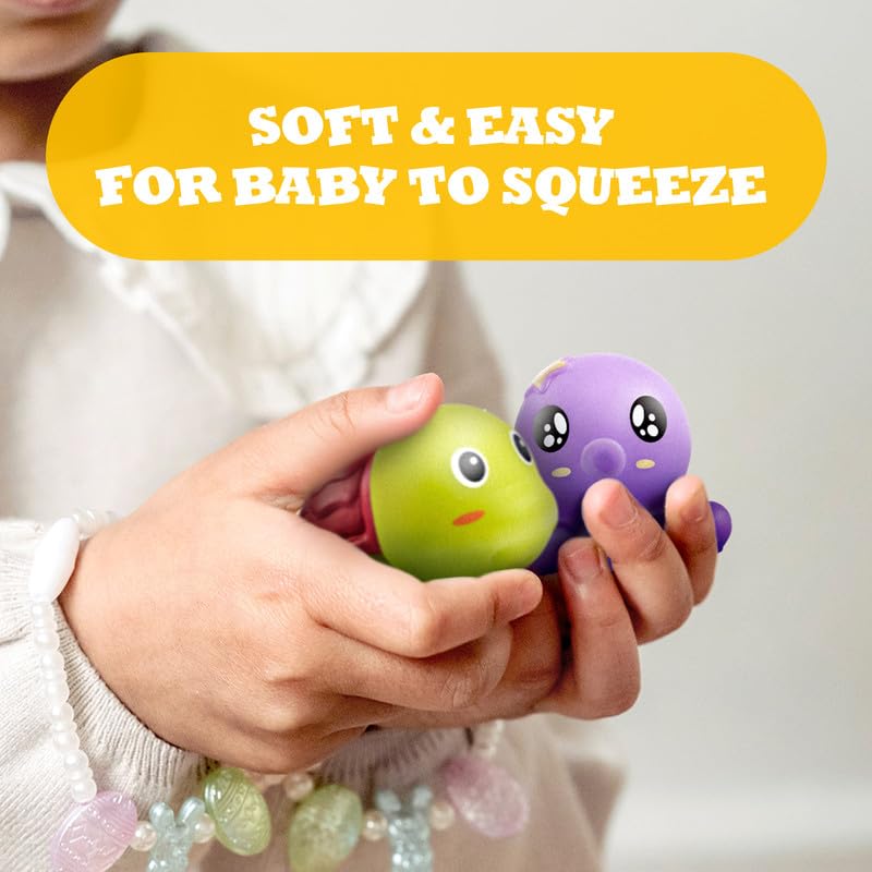 Hely Cancy bright colors stimulate visual play during bath time.