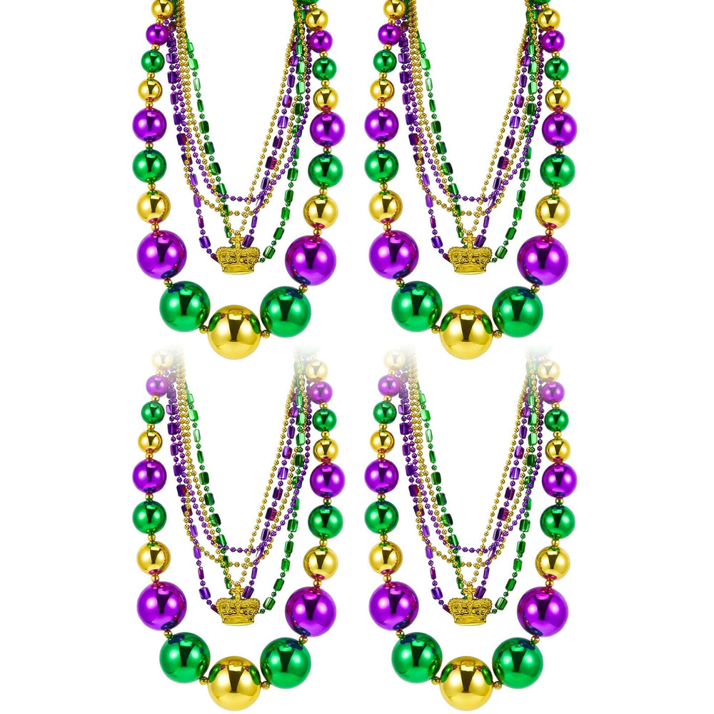 Henoyso 50-inch jumbo Mardi Gras beads for bold party looks.