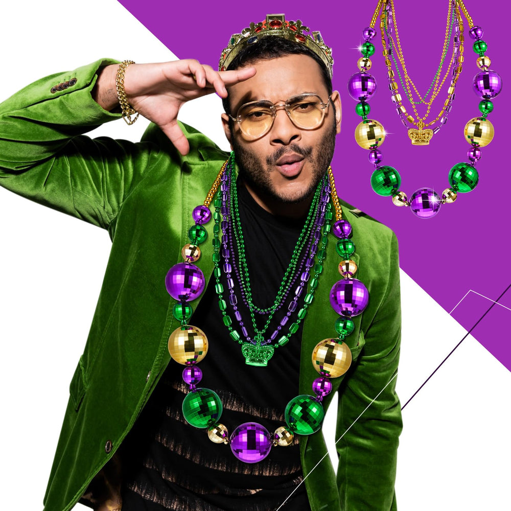 Henoyso Mardi Gras beads pack with assorted colors for matching outfits