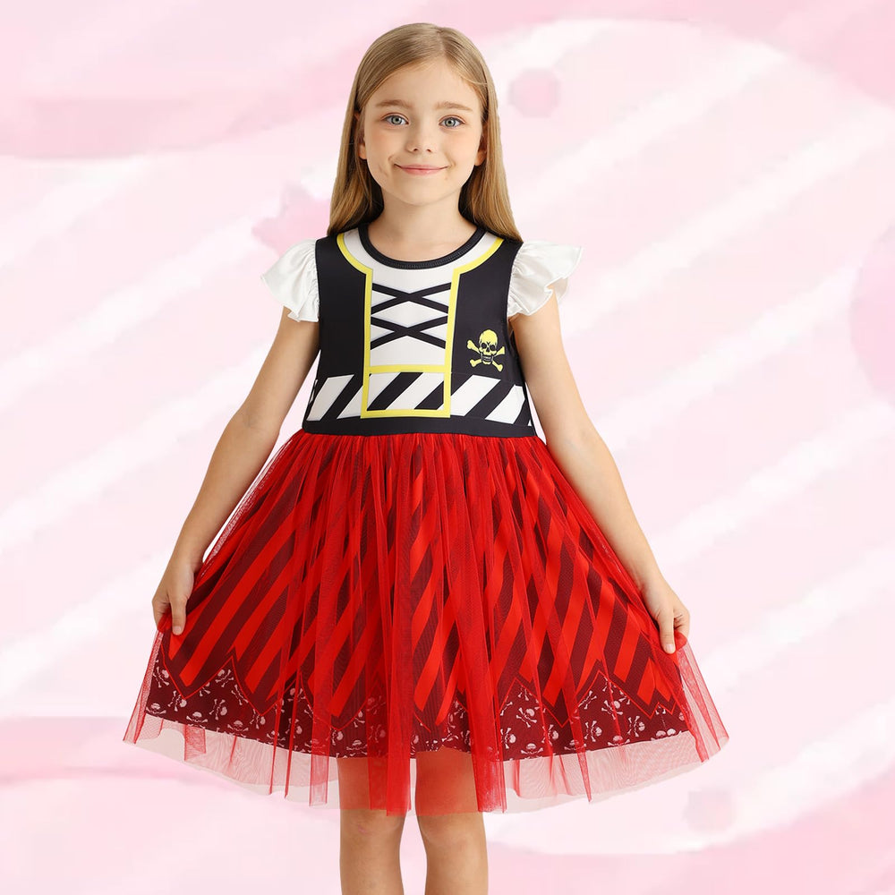 HenzWorld pirate dress back view showing easy pullover design for quick dressing.