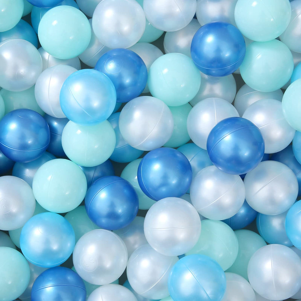 Heopeis ball pit balls in pearl blue close-up, safe and colorful for toddlers