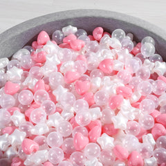 Heopeis ball pit balls close-up highlights pearl pink clear color and safe material