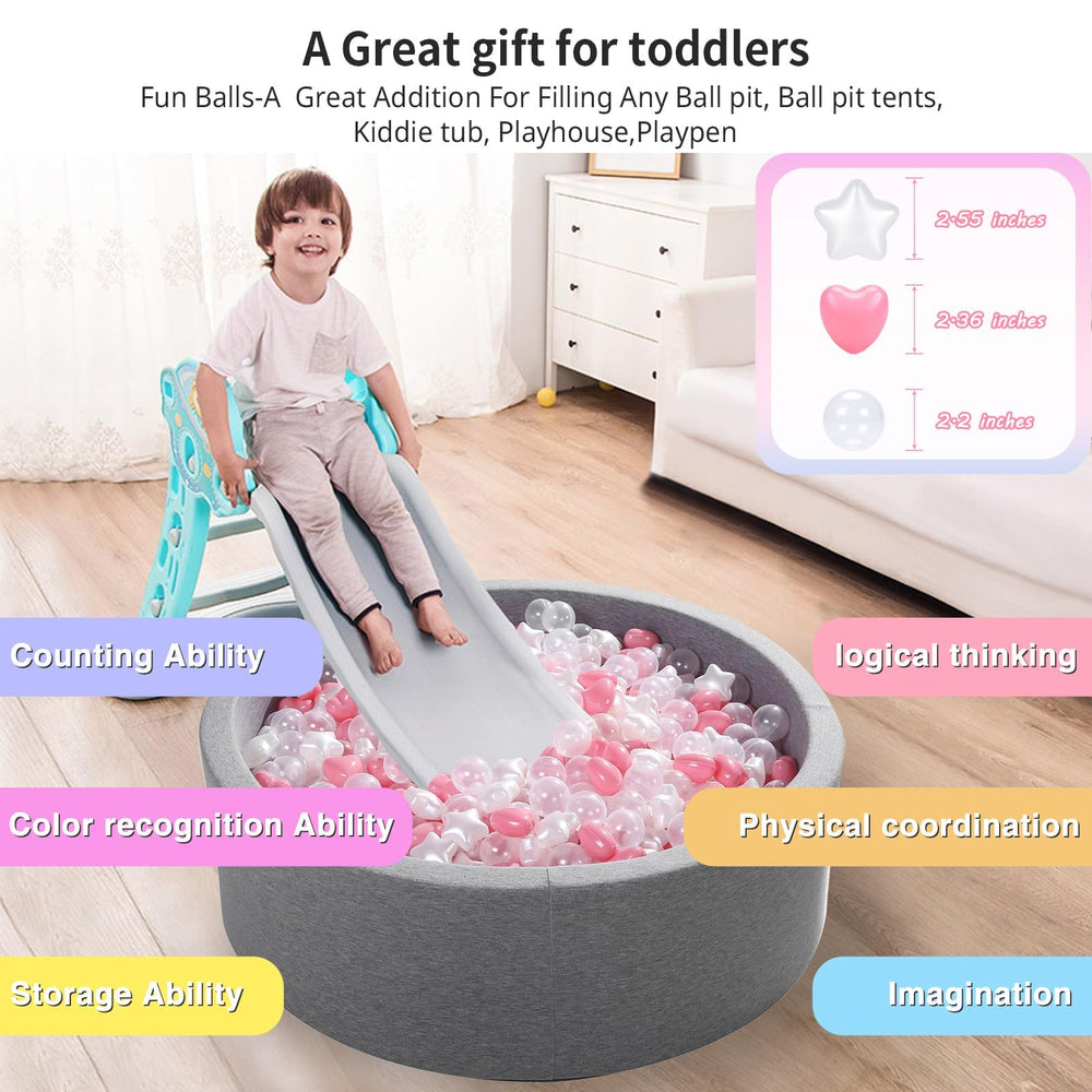 Heopeis ball pit balls in a toddler setup demonstrate safe, non-toxic play materials