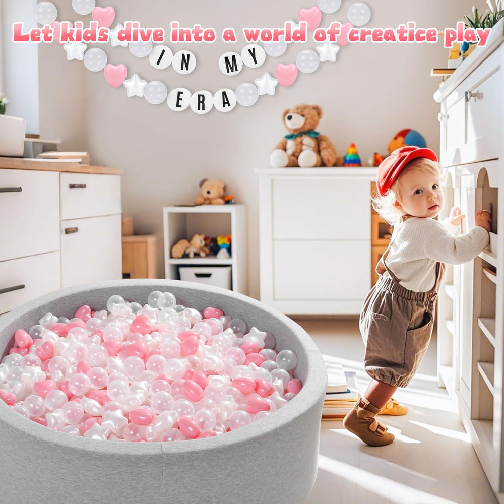 Heopeis ball pit balls stored in tub show easy cleanup and organization