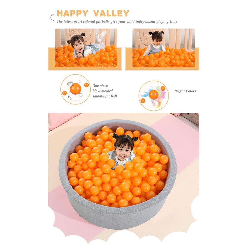 Heopeis crush-proof orange ball pit balls withstand rough play.