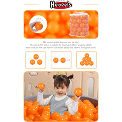 Heopeis orange ball pit balls arranged for home pool or tent.