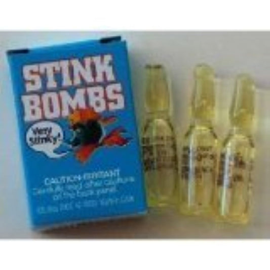 Hepkat Provisioners Stink Bombs 6-vial box closeup for a prank setup