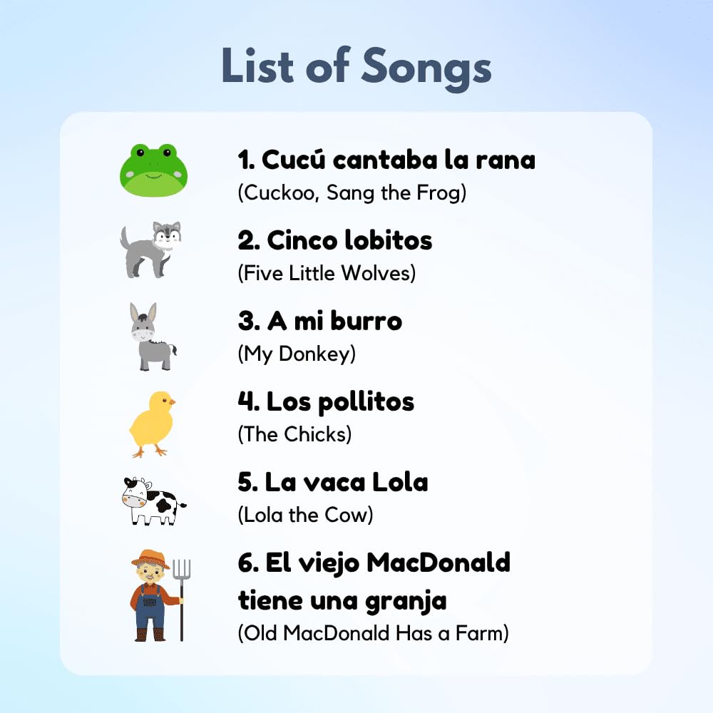 Heritage Kids Press I Love to Sing in Spanish Animal Songs includes a pronunciation guide for easy practice