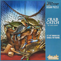 Heritage Puzzle Seaside Charm Crab Catch features vibrant colors for immersive puzzling