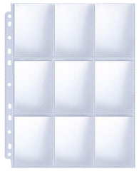 HERKKA trading card sleeve pages showing 9-pocket layout with 11-hole binder compatibility for secure storage