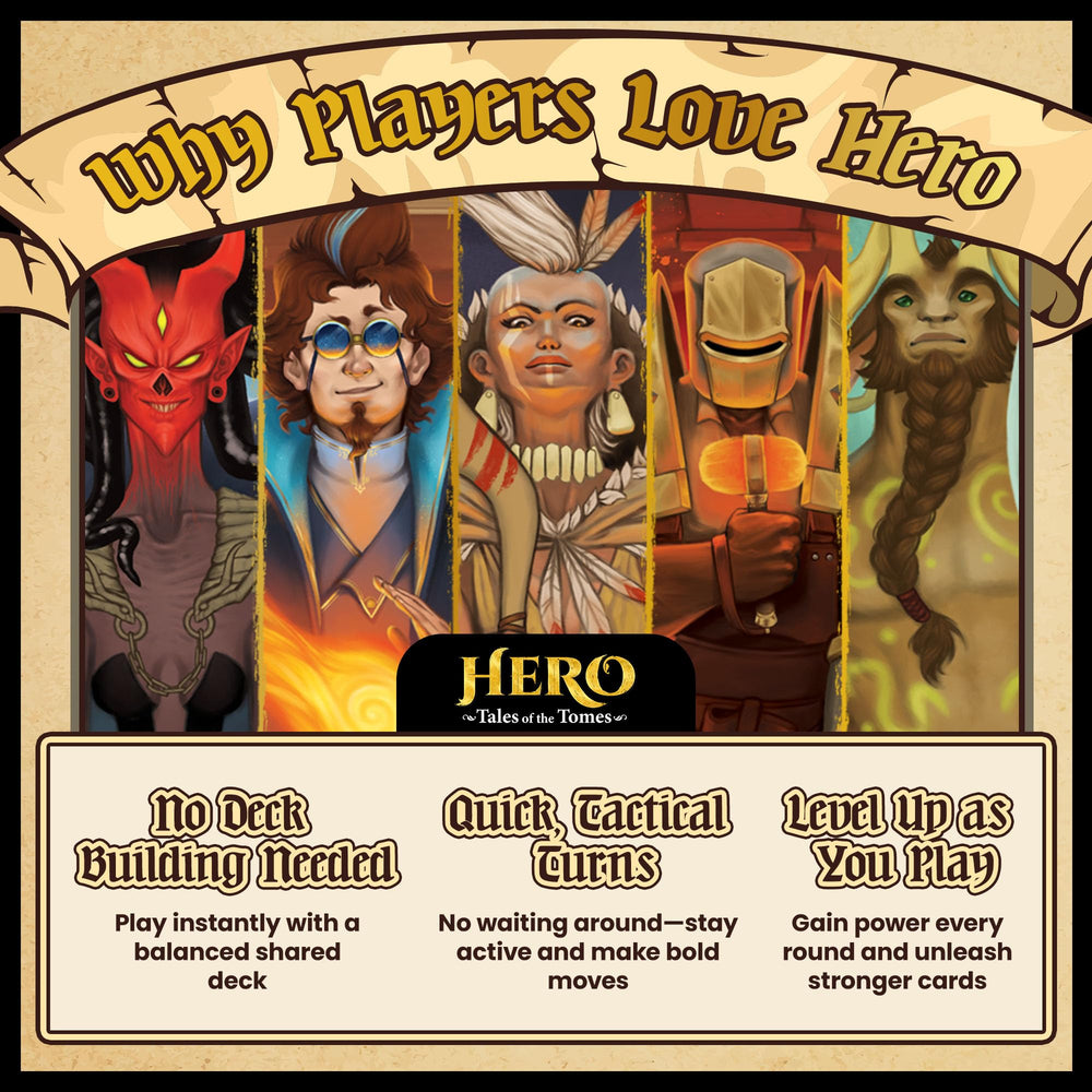 Hero: Tales of the Tomes box content ready to play