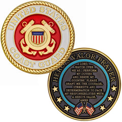 Hero's Valor Coast Guard Challenge Coin front view with durable finish and enamel detail