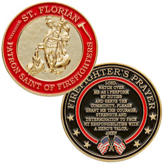 Hero's Valor St. Florian front coin design honoring firefighters and inspiration