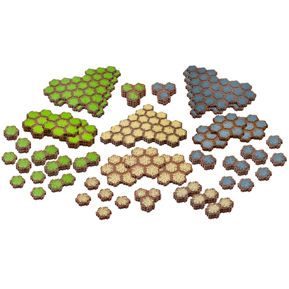 Heroscape Lands of Valhalla rock and sand tiles enable varied layouts and strategy.